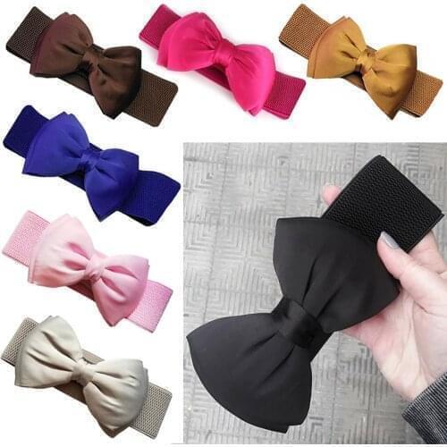 Women Waist Belt Elegant Sweet Big Bow Waistband Elastic Wide Dress Stretch New Designer Belts for Girls Clothes Accessories