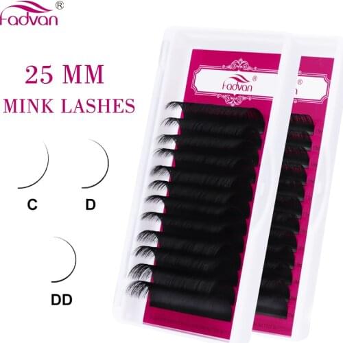 Fadvan Long 25mm Mink Lashes Extension Individual Soft Faux Mink Classic Eyelash Extension Supplies Makeup 20mm Long Eyelashes