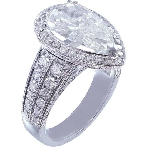 Huitan Gorgeous Tear Shaped White CZ Bridal Ring for Wedding High Quality Aesthetic Women Accessories Fashion Engagement Jewelry