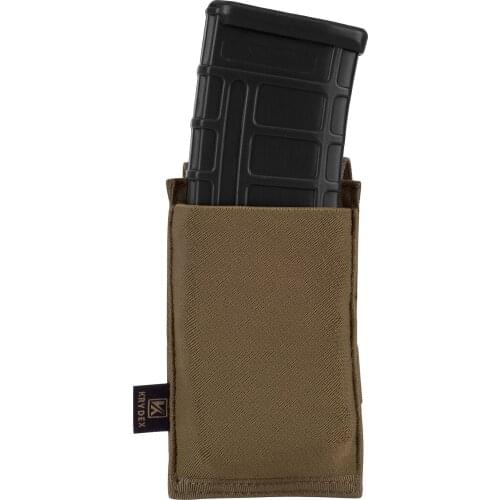 KRYDEX 5.56 Tactical Elastic Rifle Magazine Pouch CB Color Single MOLLE / PALS Open Top High Speed Fast Draw Magazine Carrier