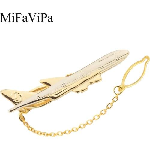 MiFaViPa Simple Mans Tie Clip for Pilot Golden Plated Airplane Shape Pilot High Quality Plane Tie Pin Stick Pin Wedding Gift