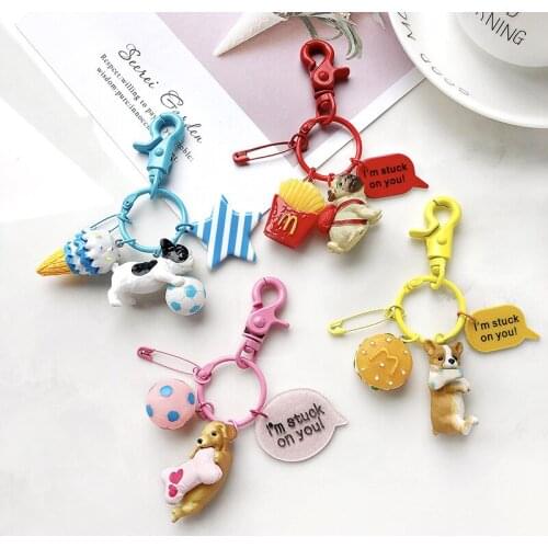 Fashion Cartoon Pet Dog Keychain For Men Women Cute Personality Bag Pendant Car Key Ring Accessories Fun Friends Couple Gifts