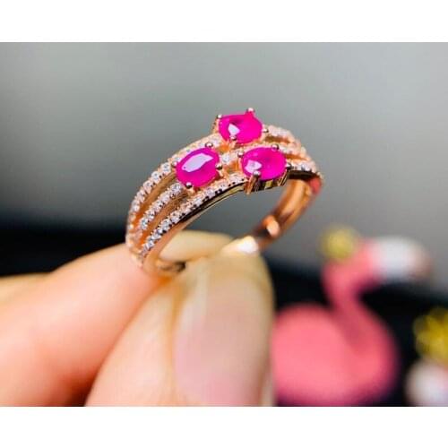 New shop promotion natural ruby lady ring color good 925 Silver Mosaic explosion recommended
