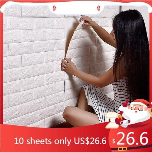 77x70cm 3D Brick Wall Stickers DIY Self Decor Foam Waterproof Wall Covering Wallpaper For TV Background Kids Living Room