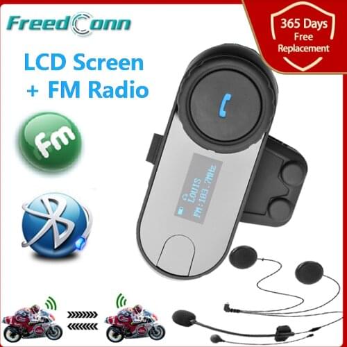 New Updated Version! FreedConn T-COM-SC W/Screen BT Bluetooth Motorcycle Helmet Intercom Headset with FM Radio