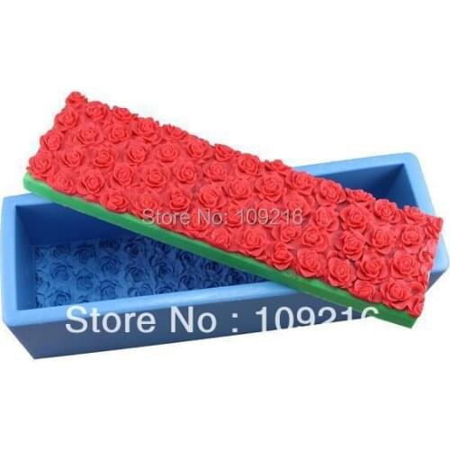 Wholesale!!!1pcs Big Long Square With Roses (R0780) Silicone Handmade Soap Mold Crafts DIY Mold