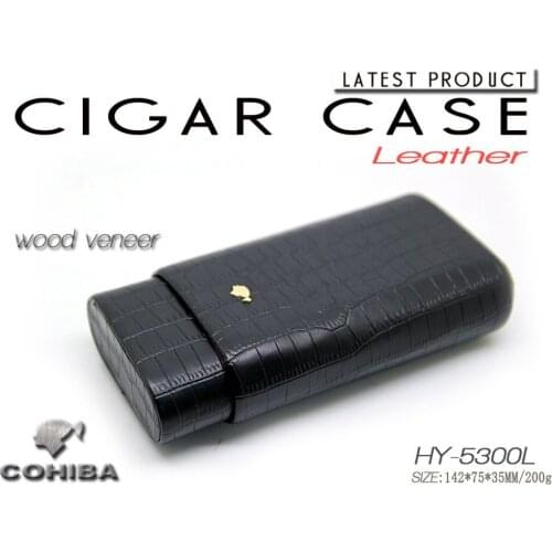 Original COHIBA cigar tube top layer leather 3 pack premium cigar humidor gifts wood veneer professional smoking moisturizing