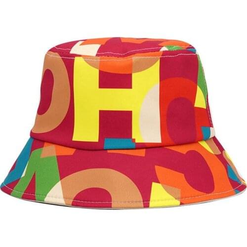 Ldslyjr Cotton Colorful Letter Bucket Hat Fisherman Hat Outdoor Travel Hat Sun Cap Hats for Men and Women 404
