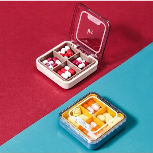 Portable mini pill box with 4/6 compartments carry on travel Large capacity medicine box 7 days pill box medicine organizer box
