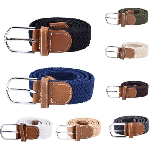 Women Elastic Woven Elastic Belt Male Cloth Belt Male Pin Buckle Canvas Strap Jeans Belt In The Waist Of Trousers