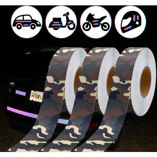 Self-Adhesive Camo Reflective Fabric Car Sticker Multi-Size for Road Safety Reflective at Night