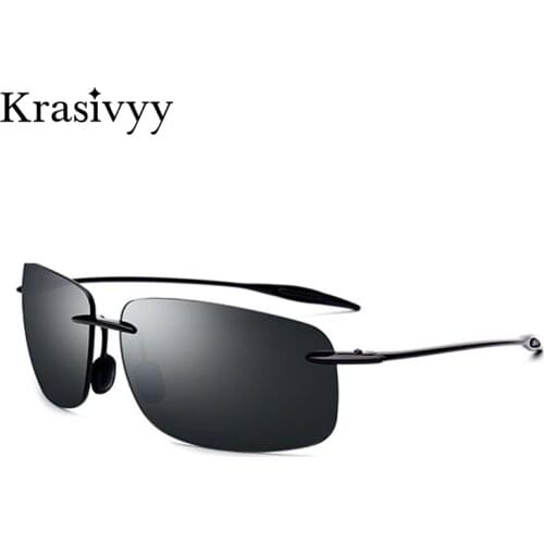 Krasivyy BRAND 2020 New TR90 Rimless Sunglasses Men High Quality Nylon Lens Square Driving Sun Glasses Oculos De So