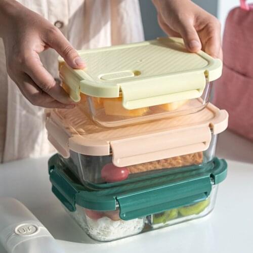 הרבלייף Glass Lunch Box Office Worker With Student Box Set Fresh-Keeping Microwave-Heated Separate Sealed