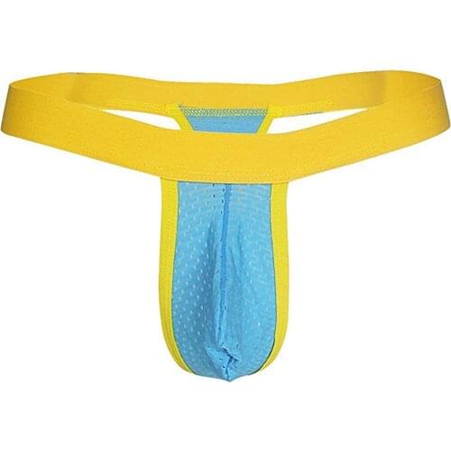 1Pcs Sexy Sheer Mesh Breathable Low Waist T-Back Men Thongs Gay Male Man Ice Silk Penis Pouch T Back G Strings