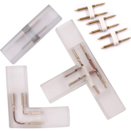 I L T Shape Middle Connector Corner with 2 Pin Needle Plug for 5050 3014 2835 Single Color 110V 220V LED Strip Light Accessories