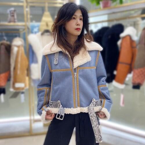 Women Sheepskin Jacket Winter Warm Thick Fur Jackets Short Style Outwear Fashion Leather Coats