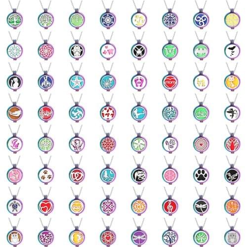 10pcs/lot Colorful New Tree of Life Aroma Necklace Essential Oils Diffuser Pendant Locket Necklace Aromatherapy Jewelry Gift