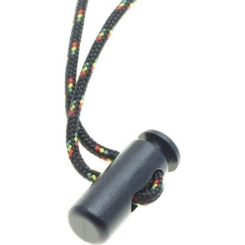 10pcs/pack 2 hole Cord Lock Cylinder Barrel Toggle Clip Stopper Plastic Black Size: 24mm*8mm