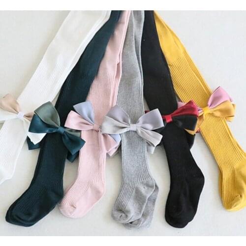 2019 Baby Girl Stretch Stocking Pants Big Knot pantyhose Bow Spring/Autumn Toddler Child Knitting Trousers New