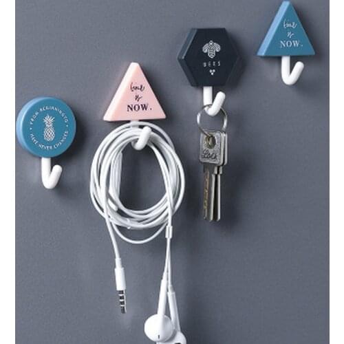 3Pcs Creative Wall Door Hooks Clothes Towel Key Hanger Free Punching Bathroom Kitchen Wall Hooks Useful Nordic INS Style