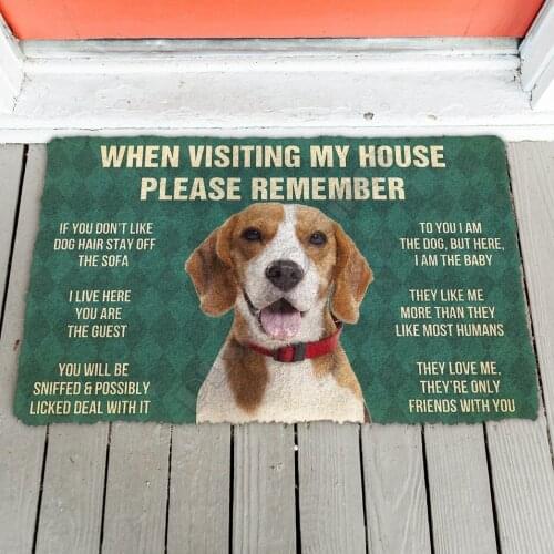 3D Please Remember Beagle Dogs House Rules Doormat Non Slip Door Floor Mats Decor Porch Doormat