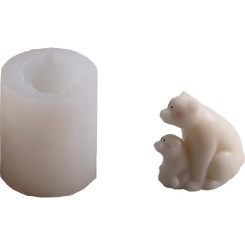 Polar Bear Mother and Child Shape 3D Candle Silicone Mold Aromatherapy Candle
