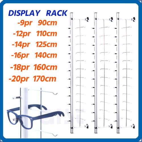 Hold 9 pair glasses 90cm Aluminium Alloy Optical Frames Display wall mounted Glasses Display stand With lock Sunglasses Display