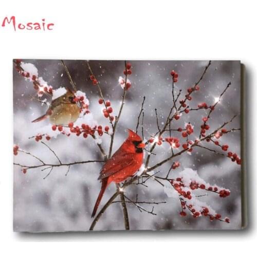 DIY Diamond Embroidery Cardinals and Berry Winter Scene Diamond Painting Cross Stitch Full Square Rhinestone Mosaic Home Decor