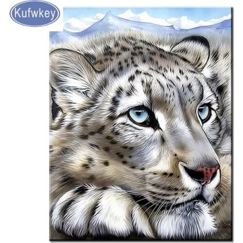 Cute snow leopard diamond painting full square wedding decor diamant painting animal mosaic diamond embroidery sale wall art