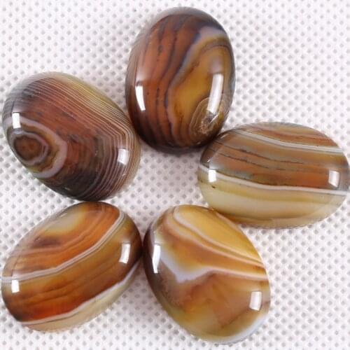 For Jewelry Making Necklace Pendant Bracelet Earrings 18x25MM&15x20MM Oval Natural Stone Bead Brown Veins Onyx CAB Cabochon 5Pcs