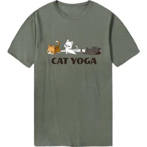 Cats Yoga Harajuku T Shirts Men Fashion O-Neck 2020 Summer Tshirts Punk Style Vintage Tees Male Bodybuilding Tops Camiseta Homme