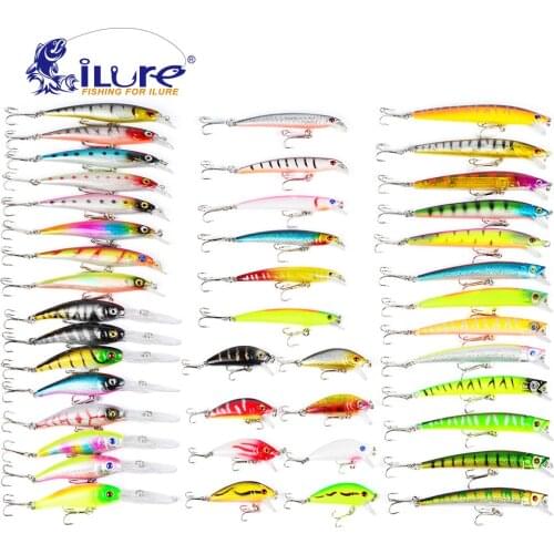 ILure Minnow 43 pcs / lot Fly Fishing Bait Set Hard Bait Jia Bait Wobbler Carp 6 Models Crankbait Fishing Tackle Wholesale Pesca