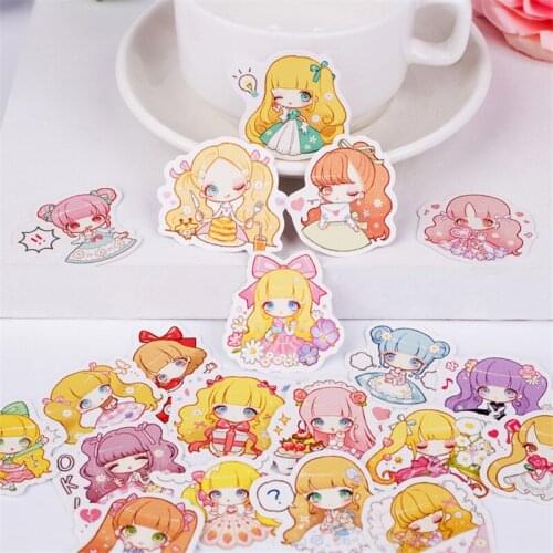 Kawaii girls Stickers Scrapbooking cartoon DIY Letter girls Album journal Label diary Planner Decorative Sticker waterproof