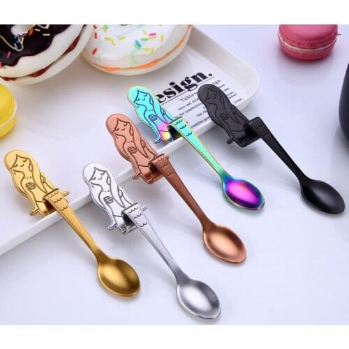 Creative stainless steel coffee spoons mermaid shape hanging spoon stirring spoon ice scoop tableware WB2059