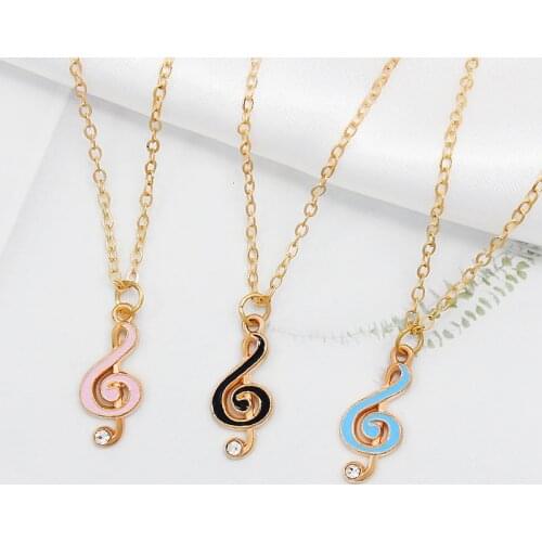 Fashion Music Note Pendant Necklace Musical Symbol Black blue pink Chic Treble G Clef Necklace Choker Gift Bijoux Femme Musica