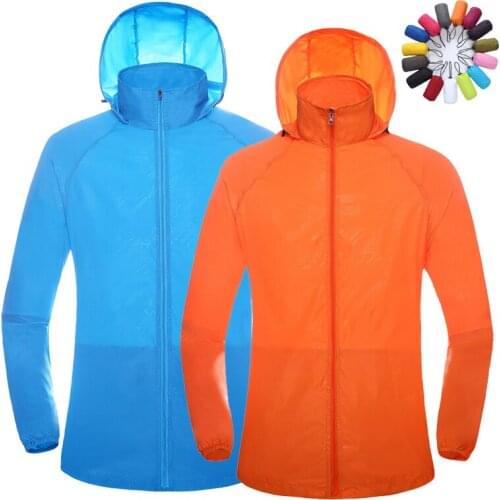 Men Women Skin Quick Dry Camping Hiking Jacket Lightweight Climbing Trekking Outdoor Sport Coat Waterproof Sun-Protective Jacket