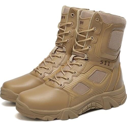 Boots Men 2021 Combat Boots Outdoor Waterproof Desert Shoes Non-Slip Military Tactical Boots Safety Shoes Male