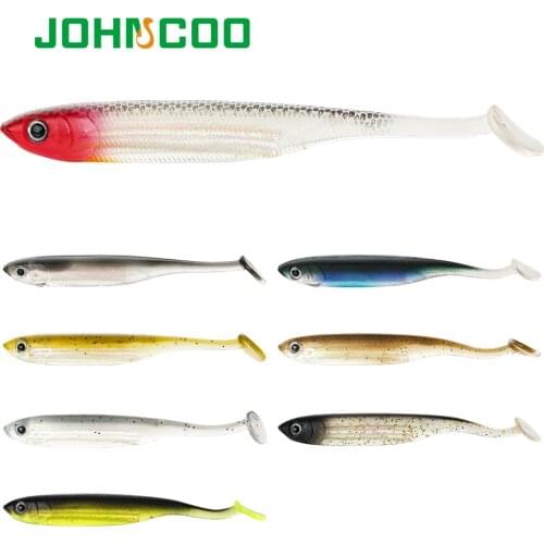 5Pcs/lot Fishing Soft Bait 100mm/5.4g 128mm/9.7g T tail Fish Fishing Lures Rainbow Color Sequin Swing Winter Ice Fishing Spinner