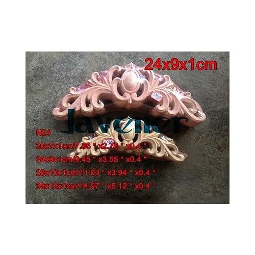 N24 -24x9x1cm Wood Carved Long Onlay Applique Unpainted Frame Door Decal Working carpenter Decoration