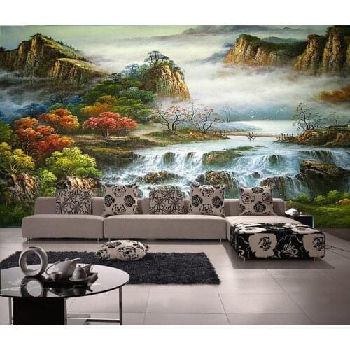 3d mural Chinese style mountain view papel de parede bedroom sofa tv murals wallpaper,home decoration