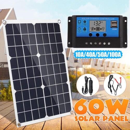 New 20W/60W 18V Mono Solar Panel Dual 12V/5V DC USB Monocrystaline Flexible Solar Charger For Car RV Boat Battery Charger