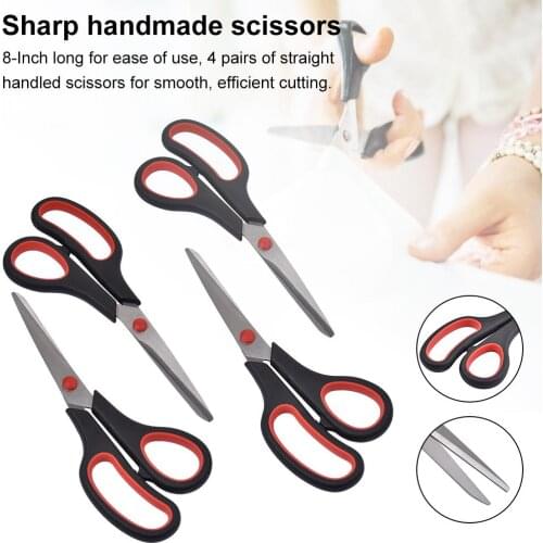 Scissors 4-Pack Handicraft Cut DIY Shear Student Office Snip Scissor Household Paper School Stationary Sharp Titanium Blades