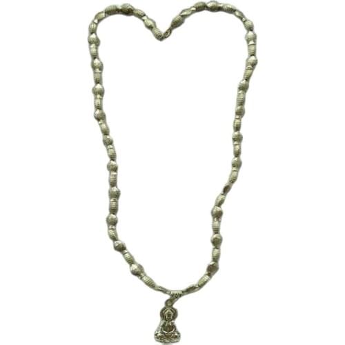 China Old national style Tibet Silver Carve Small fish Necklace Guanyin Pendant