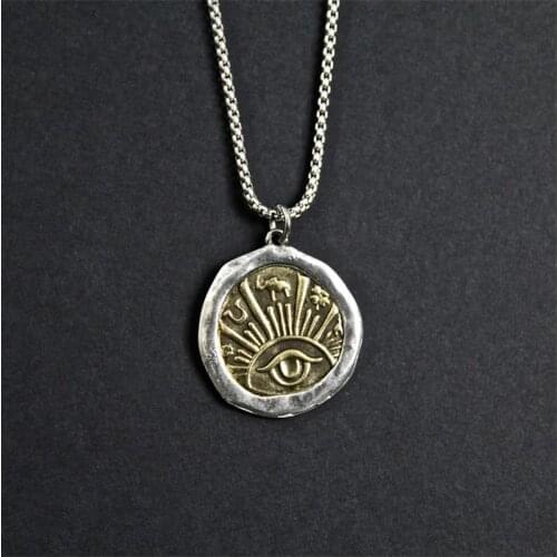 Mens Evil Eye Good Luck Pendant Necklaces for Women Men Masculine Charm Chain Necklace Punk Party Jewelry Gifts