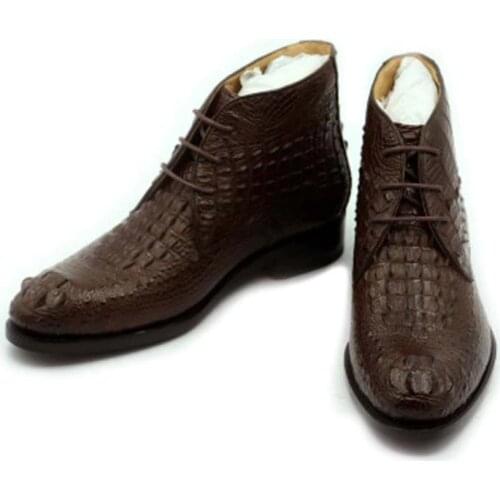 Hubu custom import crocodile Men boots Pure manual Men boots trend Nile crocodile short boots men boots