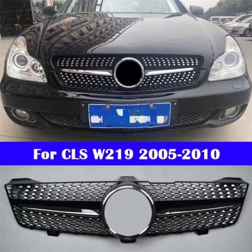 For Mercedes-Benz CLS W219 2005-2010 Silver Black front bumper grill Auto Center Grill Car styling Middle grille vertical bar