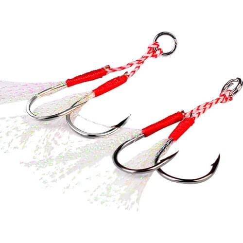PROBEROS 20pcs/lot Fishing Hooks Barbed Circle Carp Hooks With Thread Feather Roped Jigging Fishing Hooks Fly Fishing Tackle