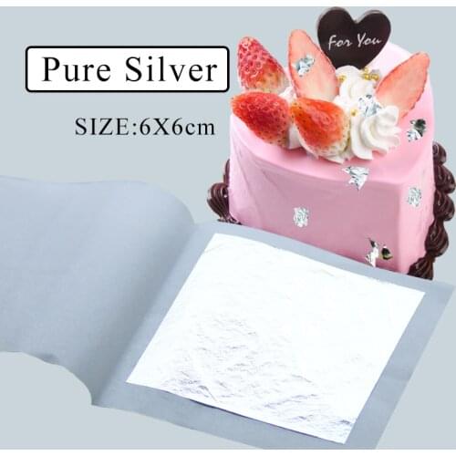 Edible Silver Leaf 99.99% Real Silver Foil 10pcs 6x6cm for Food Cake Decoration Painting Art Craft C
