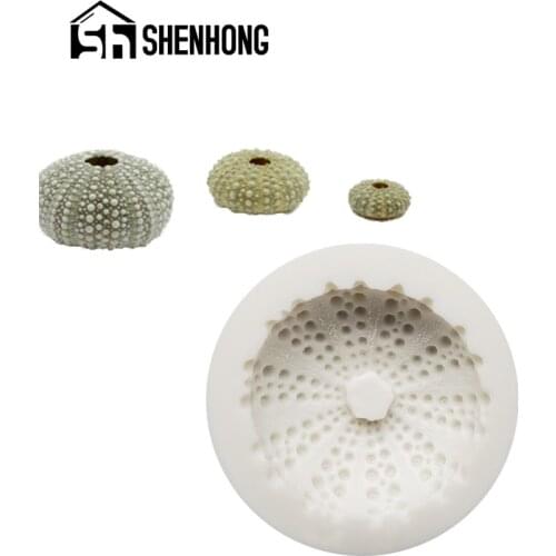 SHENHONG Milky Fondant Mold Silicone Cake Molds Sea Urchin Shell Shaped Decorating Mould Gumpaste Dessert Baking Pan
