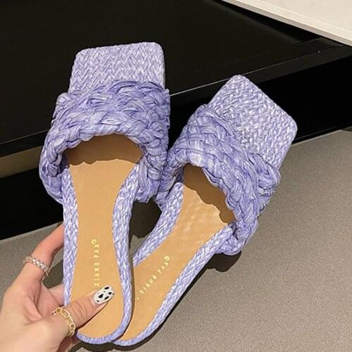 Women Shoes Slippers For Home Female Flats Rubber Slippers Women Flip Flop Fashion Weave Slides 2021 Women Summer Footwear